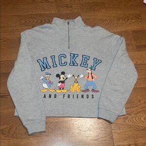 Gray Mickey and Friends Cropped Sweatshirt